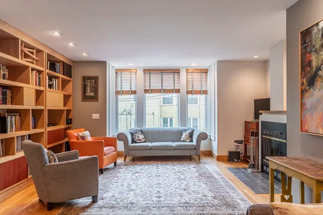 a living room with furniture or couch and a rug