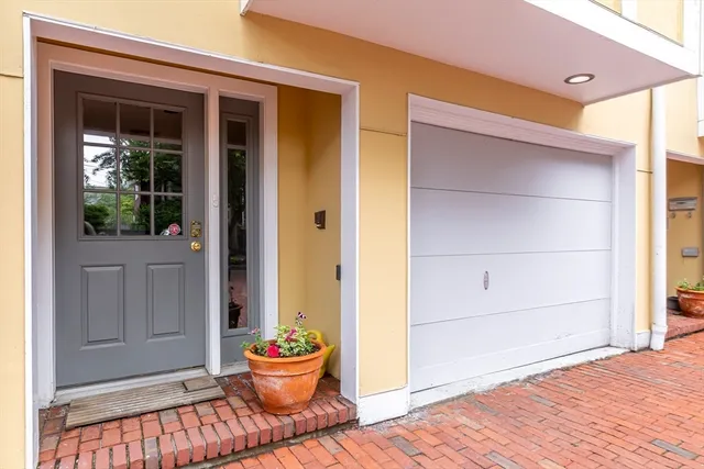 a porch with seating space