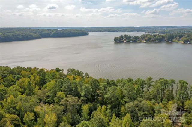 a view of a lake from a yard
