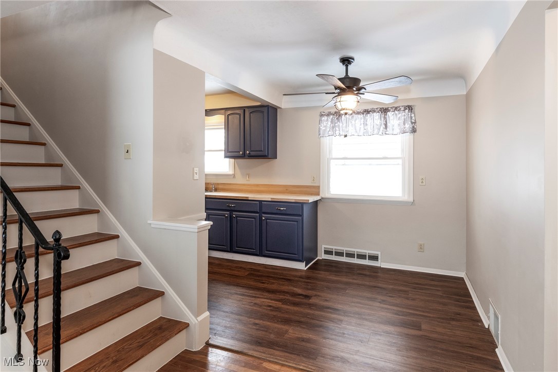 767 Glenhurst Road Willowick, OH 44095 - Photo 5 of 42 Kitchen with ceiling fan and dark wood-type flooring