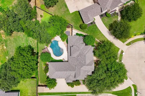 an aerial view of a house