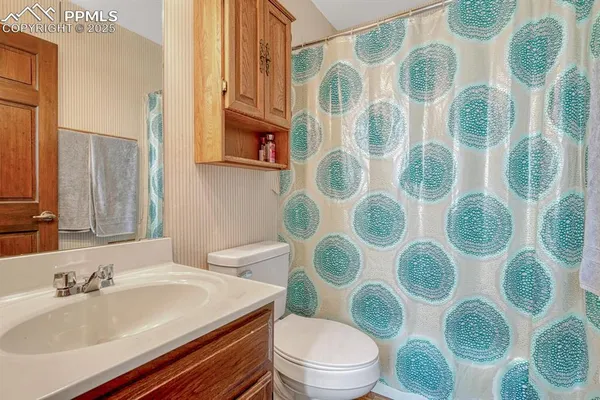 a bathroom with a sink toilet and mirror