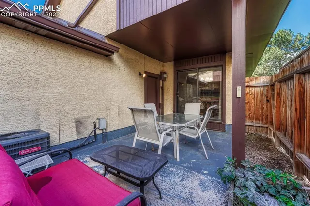 a view of a outdoor seating area