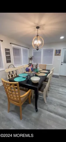 a dining room with furniture
