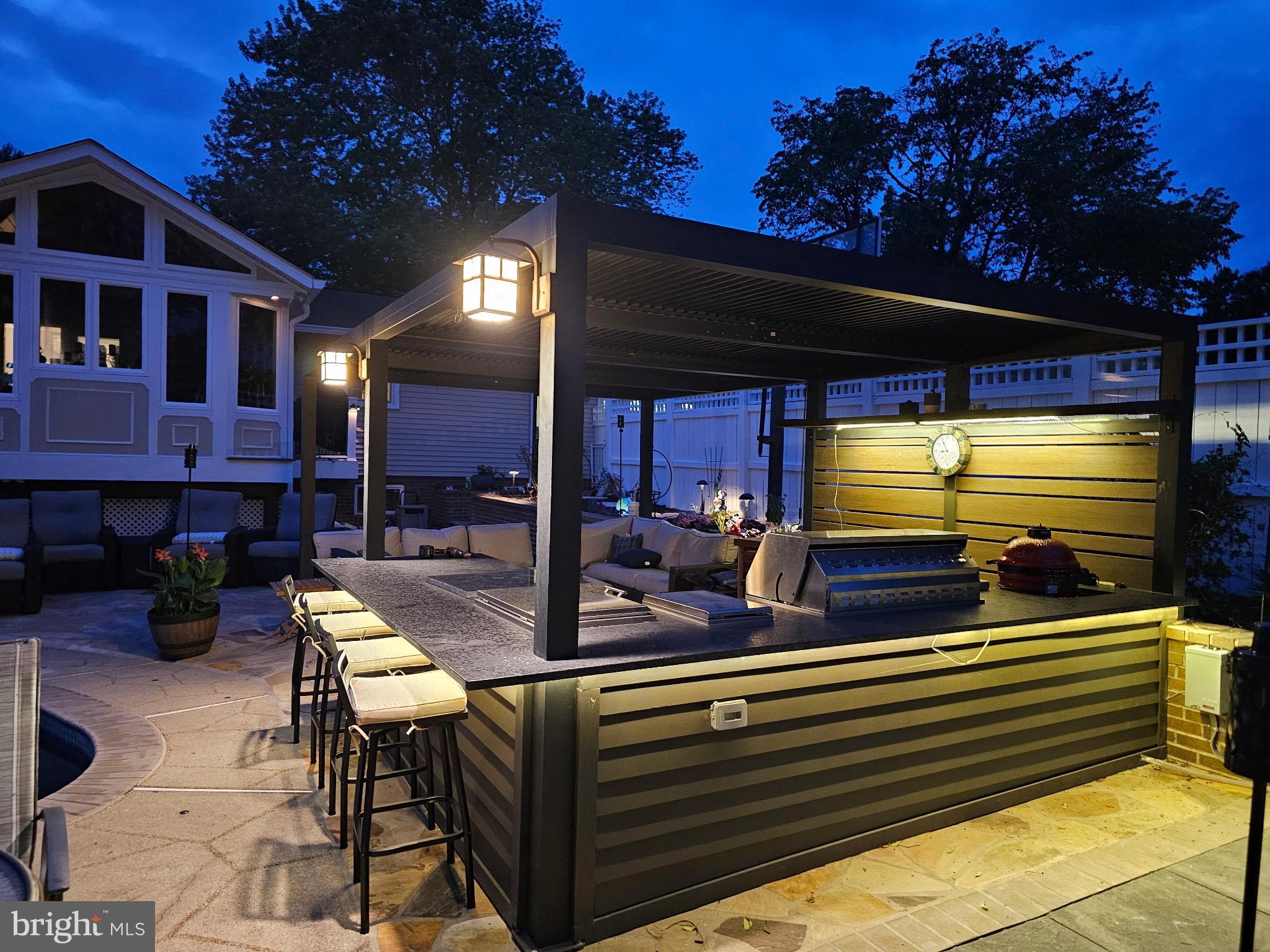 224 Prince Street Northeast Leesburg, VA 20176 - Photo 76 of 79 Elegant outdoor kitchen under twilight skies.