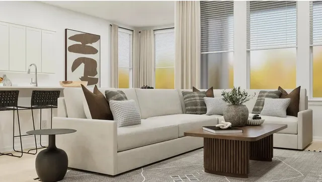 a bedroom with a bed and a mirror