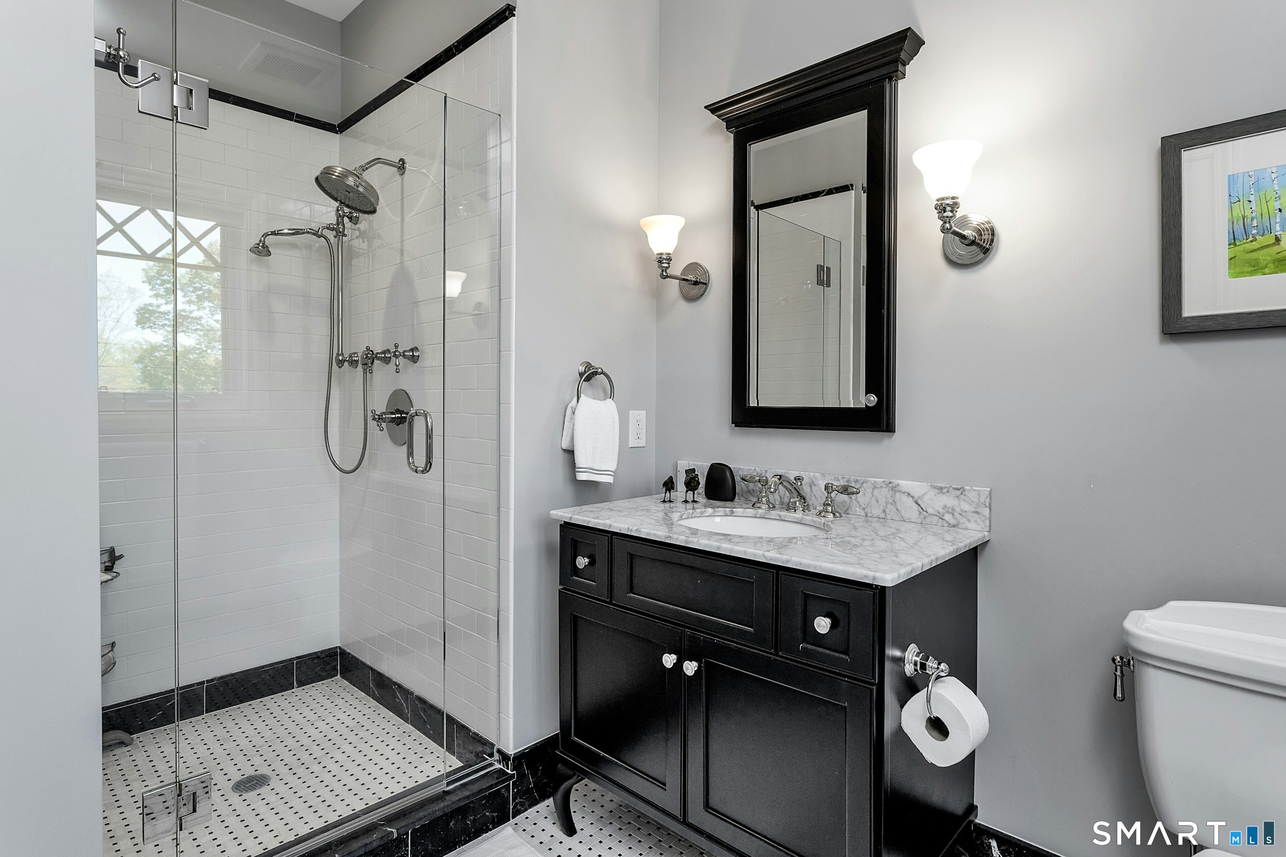 206 Umpawaug Road Redding, CT 06896 - Photo 21 of 40 Front Bedroom En Suite Full Bathroom With Marble Finishes (Second Level)