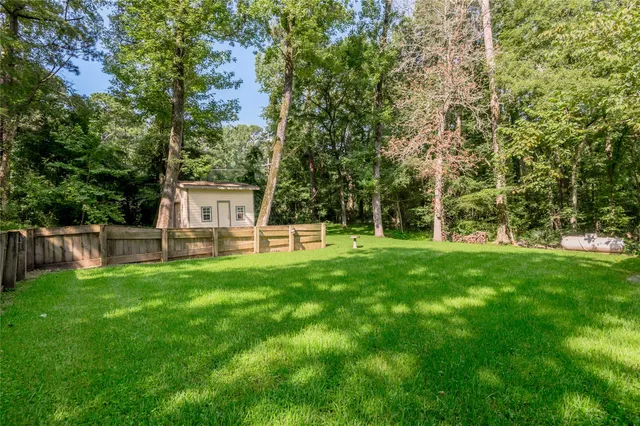 a view of a house with backyard and a tree