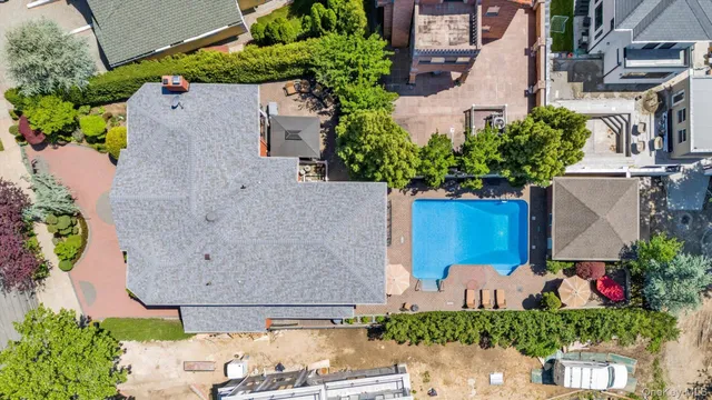an aerial view of a house