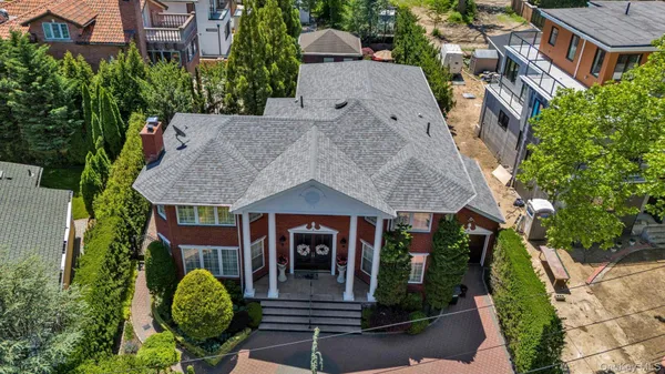 an aerial view of a house