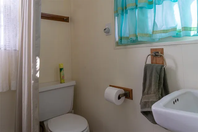 a bathroom with a toilet and a sink