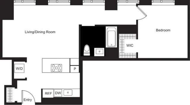 a picture of a bench in a building