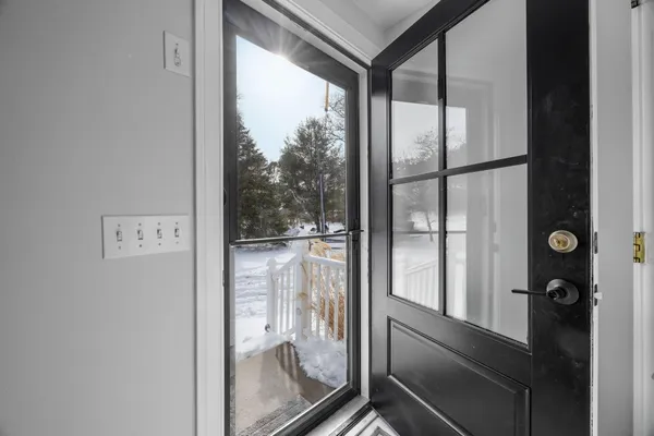 a view of a glass door with a glass door