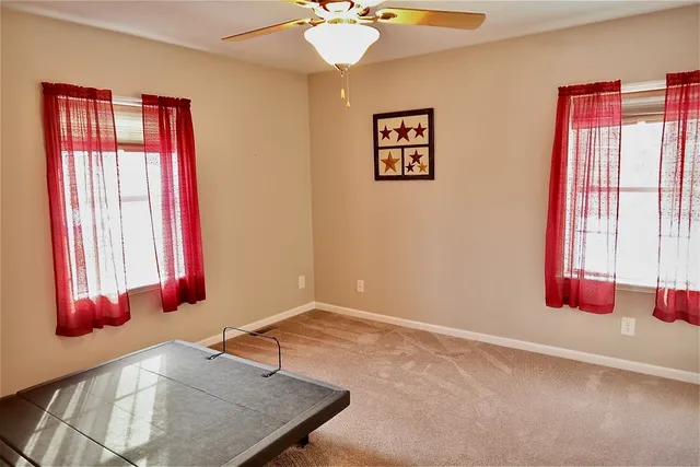 a room with window and closet