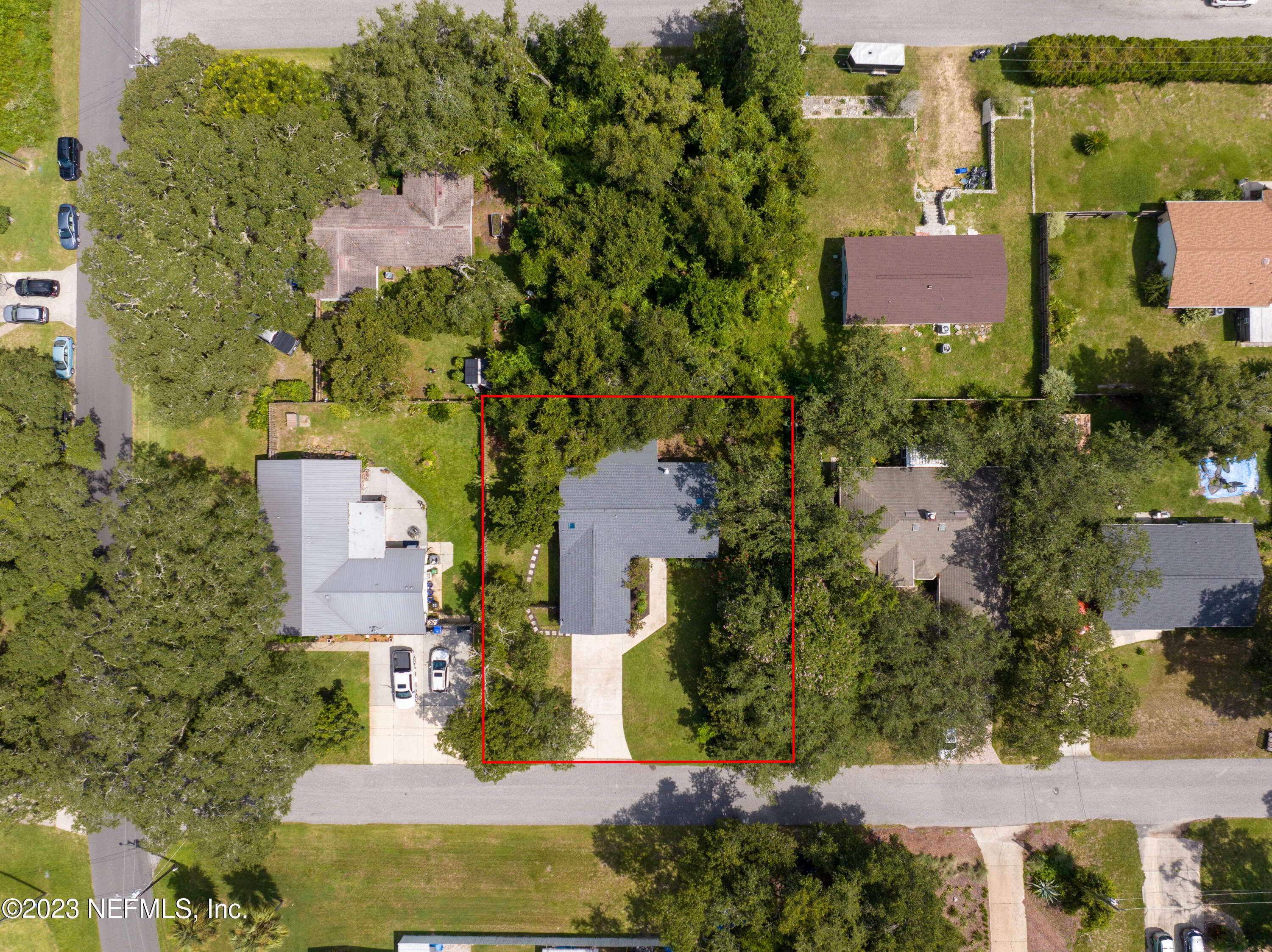 107 Heron Road St. Augustine, FL 32086 - Photo 29 of 39 an aerial view of a house with a yard and garden