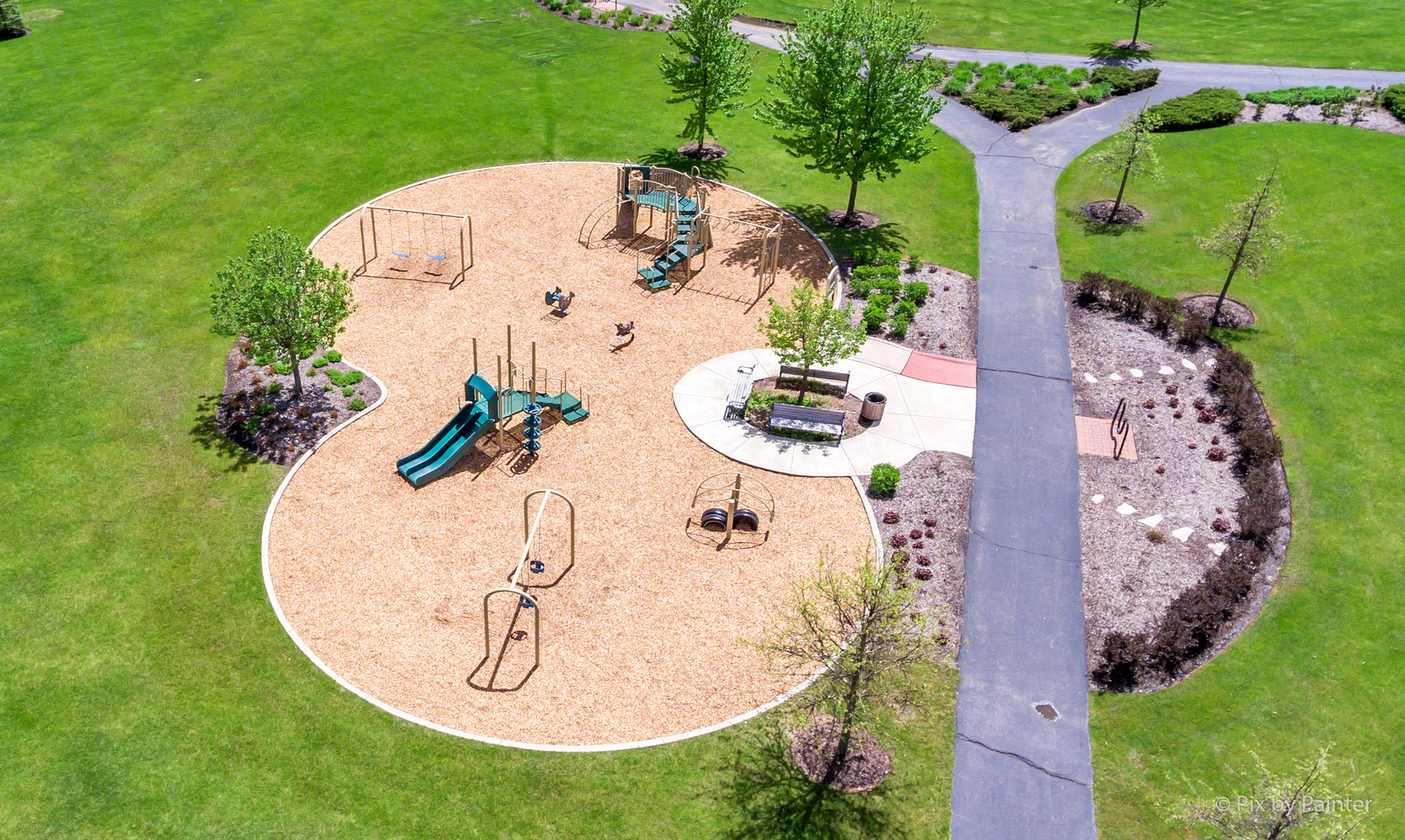 10232 McMahon Way Huntley, IL 60142 - Photo 43 of 46 an aerial view of a house with a swimming pool