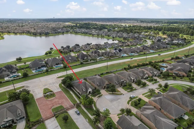 an aerial view of a city with houses