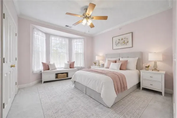 a view of a large building with a large window