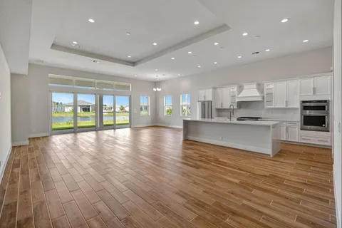an aerial view of a house with garden