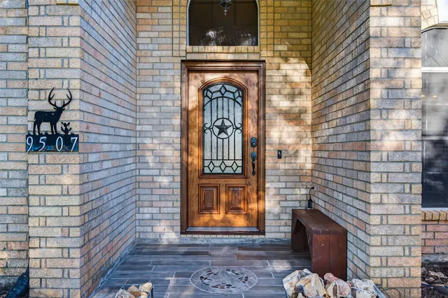 a front view of a house with a door