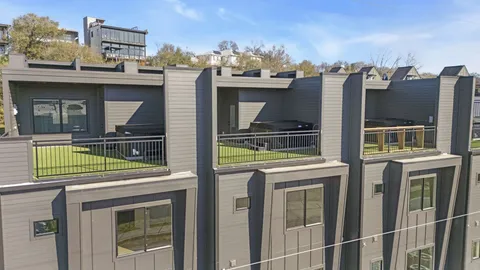 a front view of multiple houses