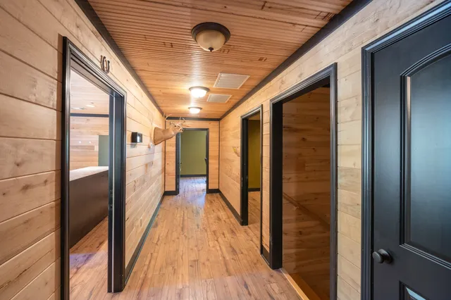 a view of kitchen with wooden floor