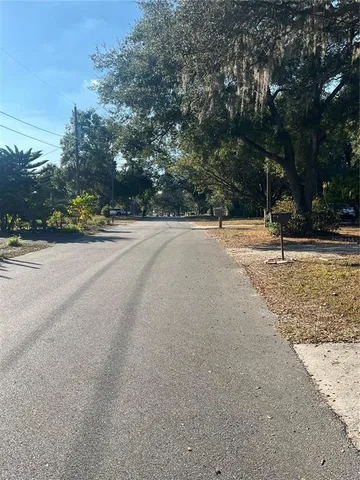 a view of a playground with a trees