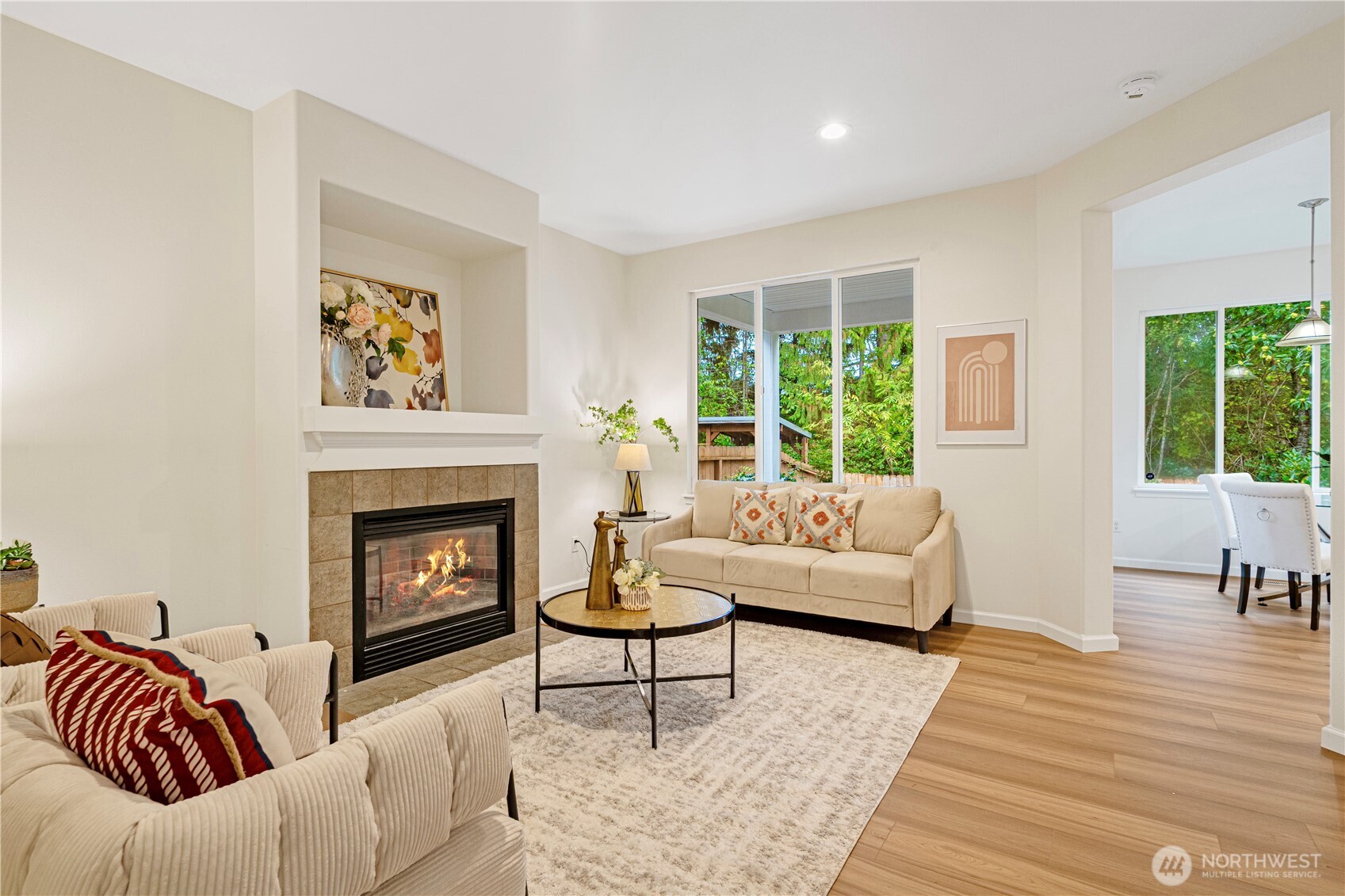 465 Field Place Northeast Renton, WA 98059 - Photo 6 of 25 a living room with furniture and a fireplace