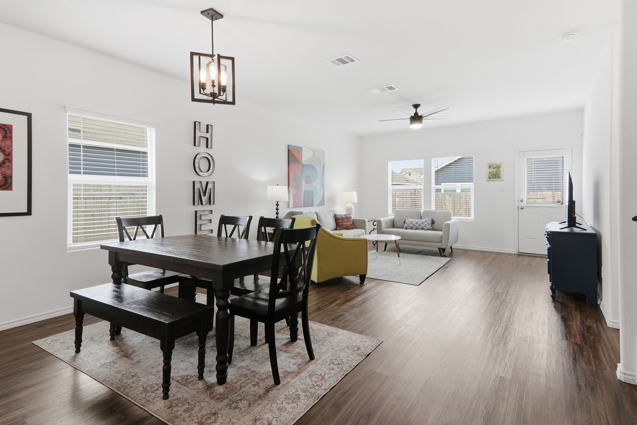 1200 Rio Frio Lane Georgetown, TX 78626 - Photo 10 of 25 Dining space featuring dark wood-type flooring and ceiling fan