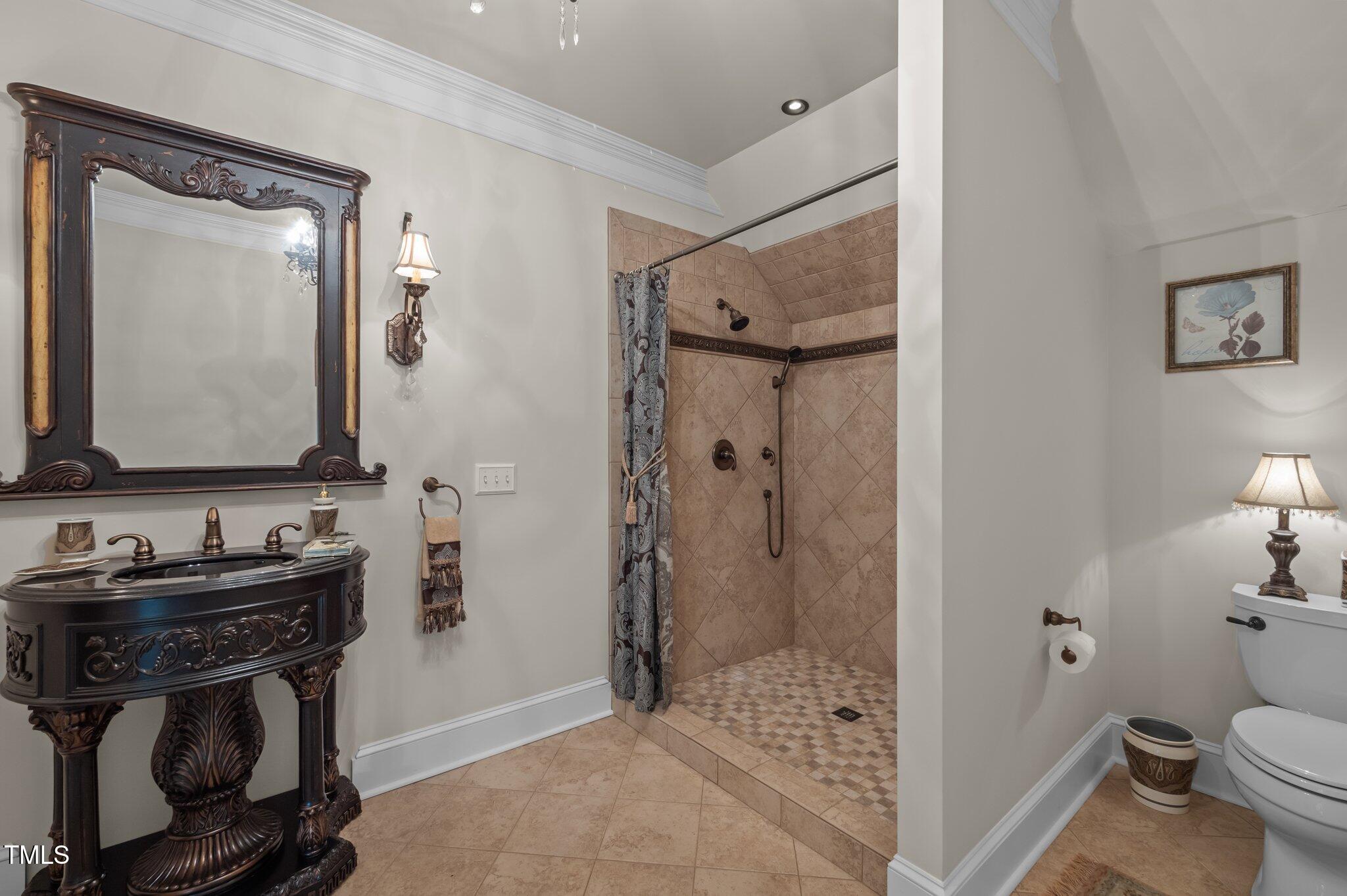 1174 Robertson Road Roxboro, NC 27574 - Photo 33 of 58 a bathroom with a toilet sink shower and mirror