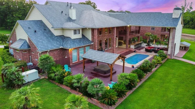 an aerial view of a house