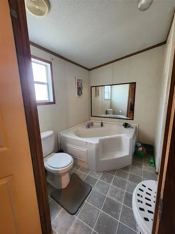 a bathroom with a toilet a sink and mirror