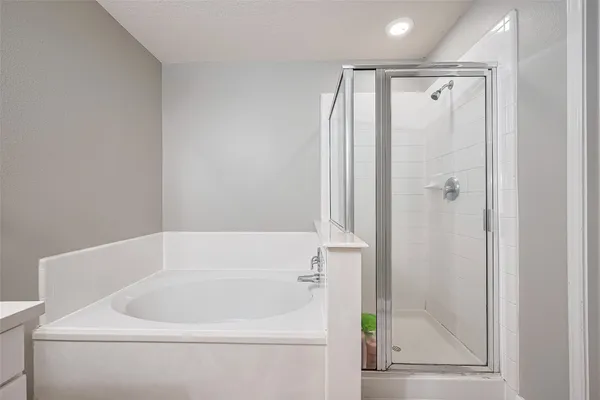 a bathroom with a bathtub