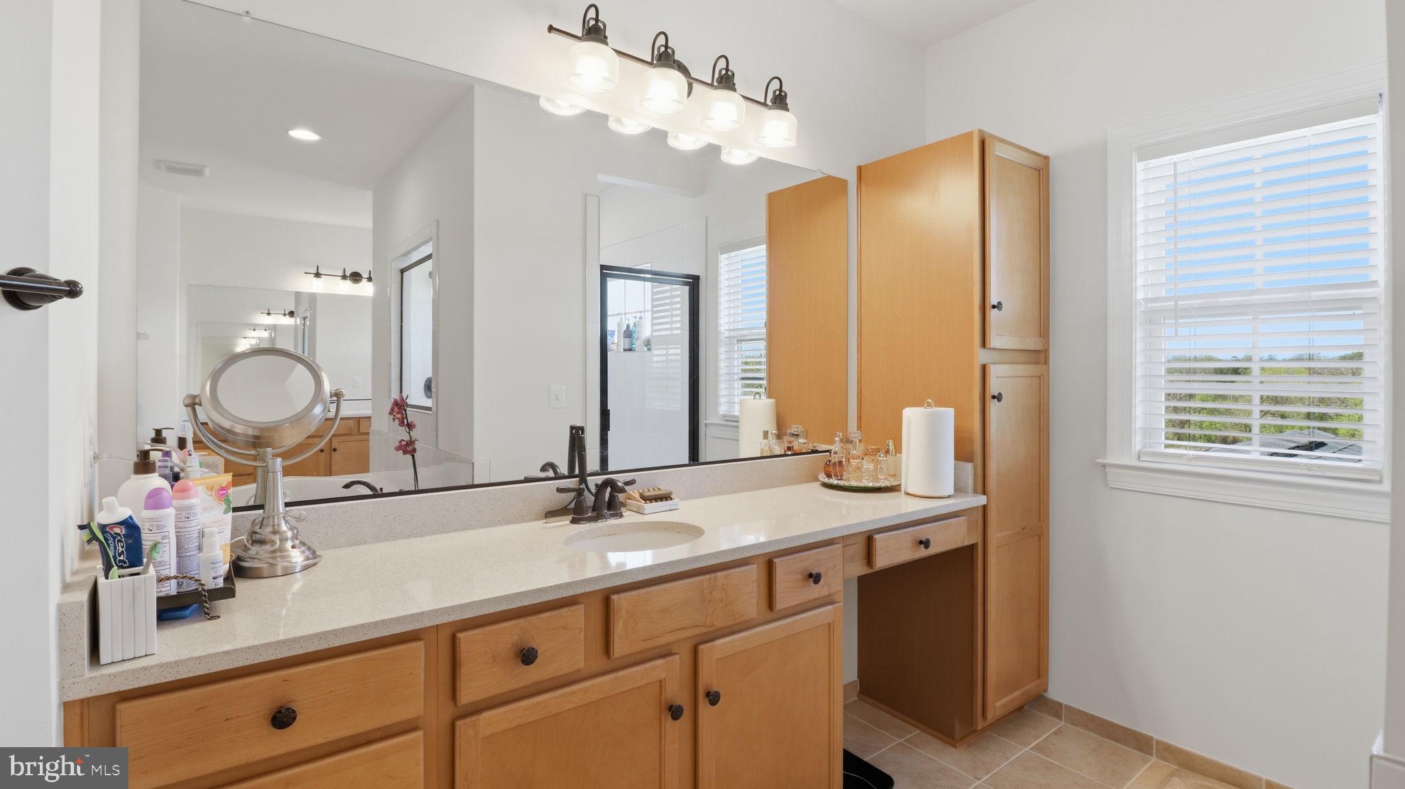 11502 Aden Road Nokesville, VA 20181 - Photo 74 of 106 a bathroom with double vanity sinks a vanity and a large mirror