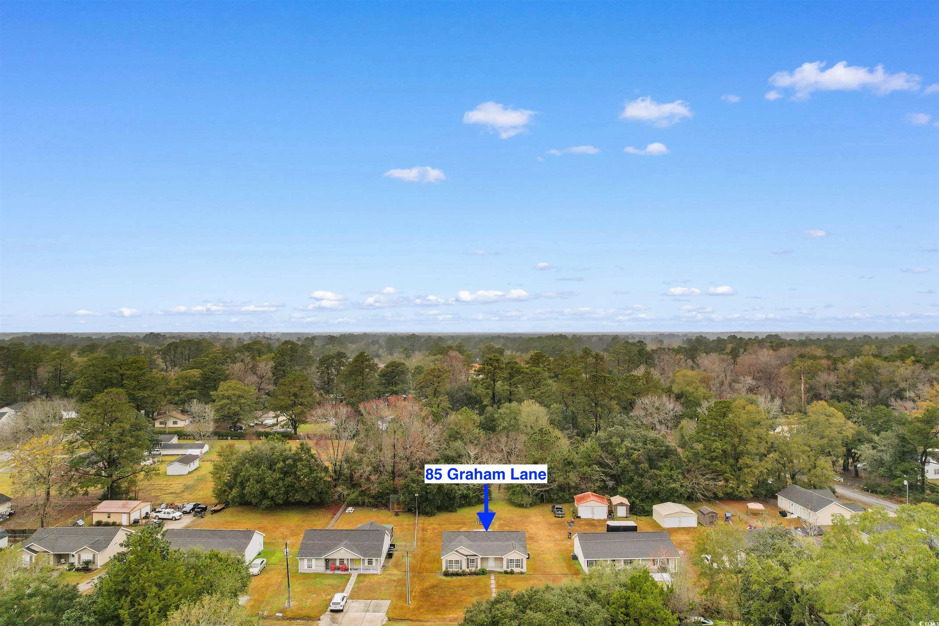 85 Graham Road Georgetown, SC 29440 - Photo 33 of 39 Aerial view of property's location featuring nearby suburban area and a forest