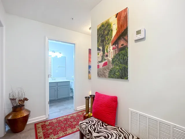 a living room with furniture