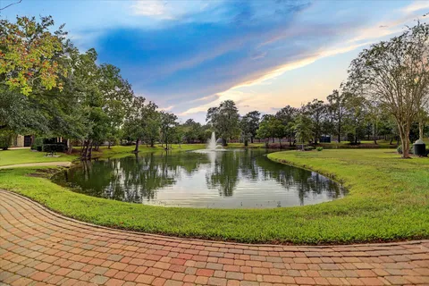 a view of a park with slide