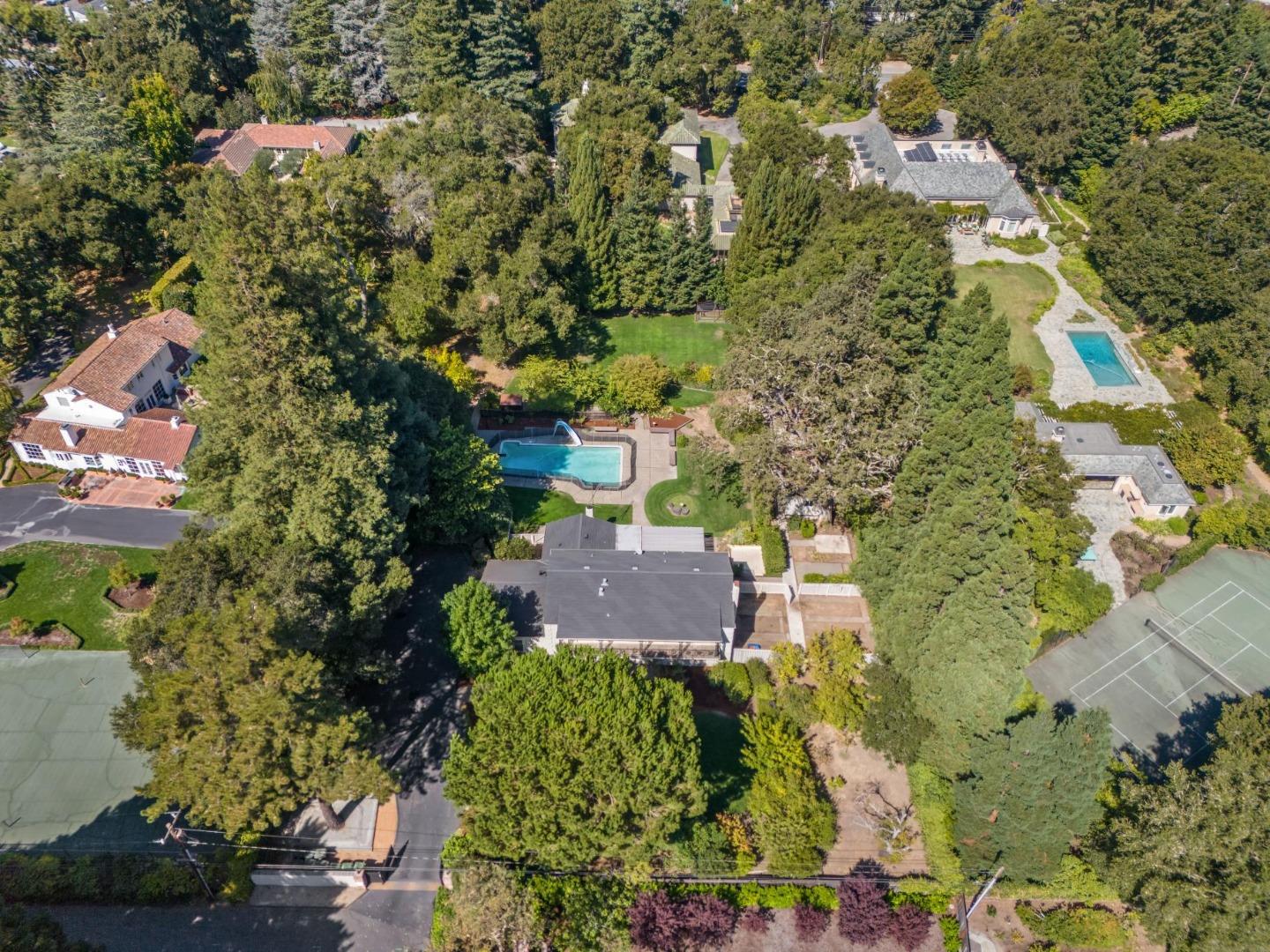 243 Selby Lane Atherton, CA 94027 - Photo 3 of 90 an aerial view of residential house with outdoor space and trees all around
