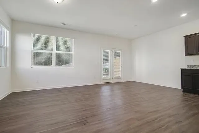 a view of a room with racks on the wall