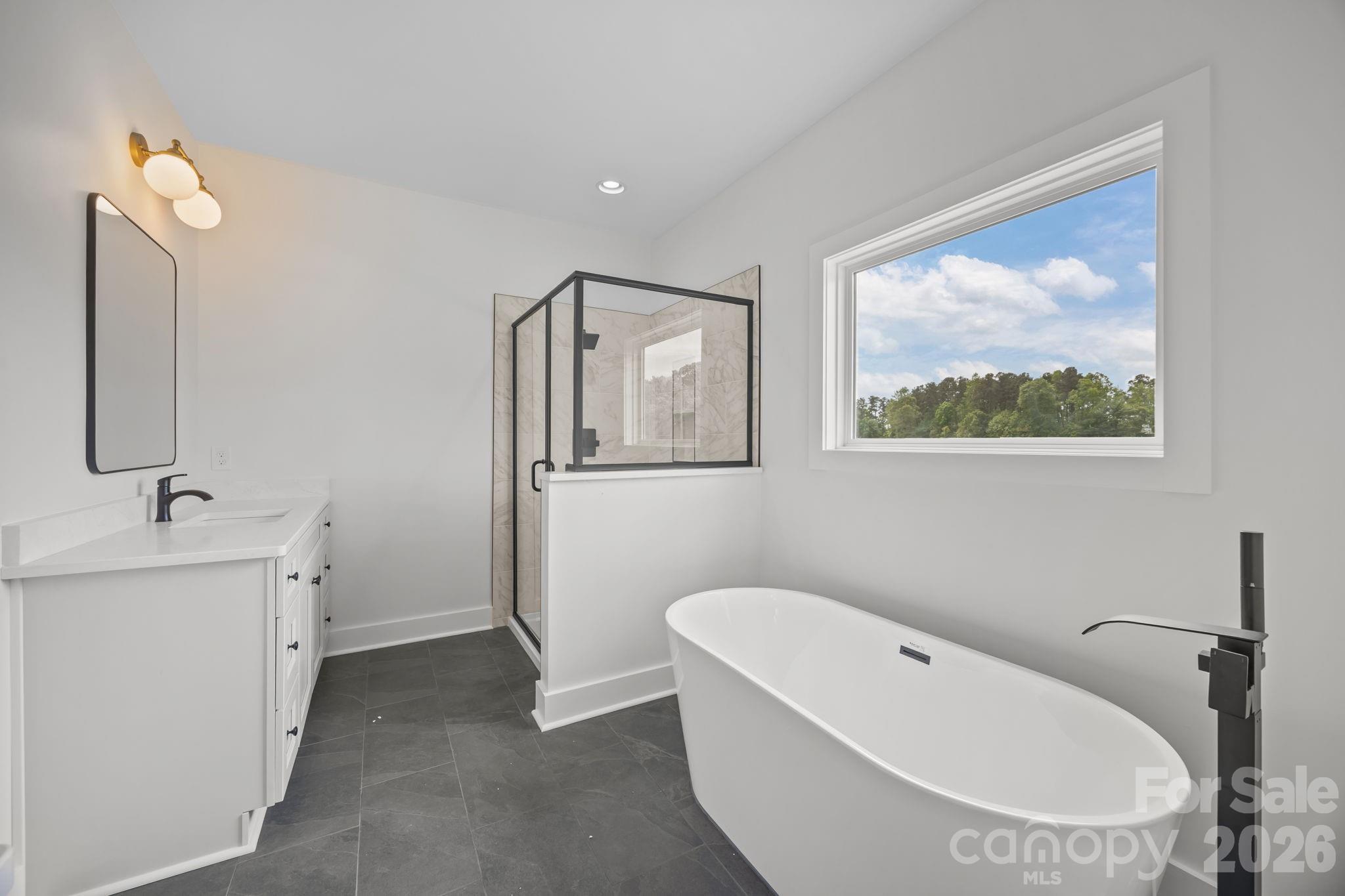 4805 Patterson Road China Grove, NC 28023 - Photo 26 of 42 a bathroom with a tub a sink and mirror