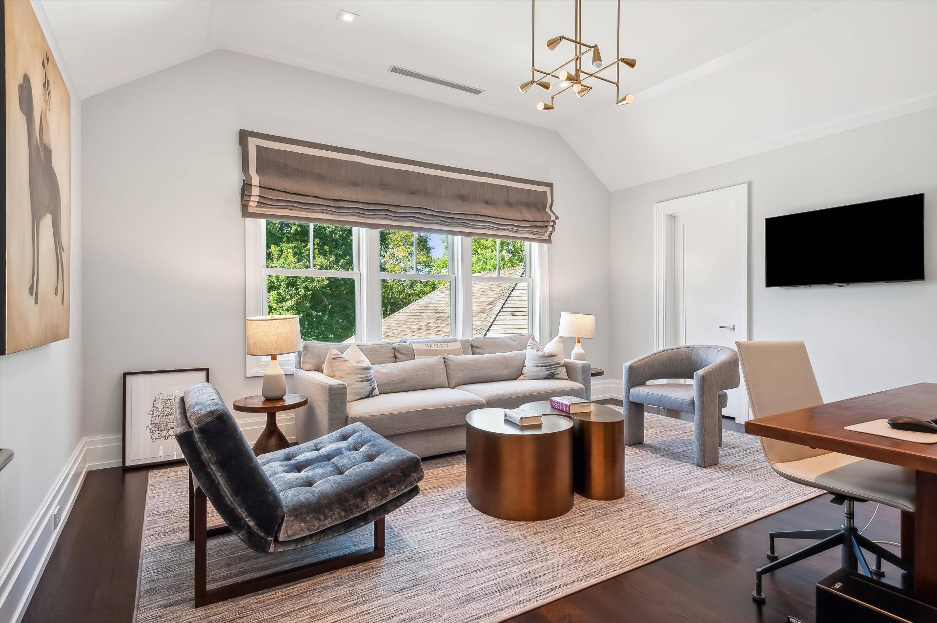 80 Cobb Road Water Mill, NY 11976 - Photo 19 of 35 a living room with furniture a flat screen tv and a large window
