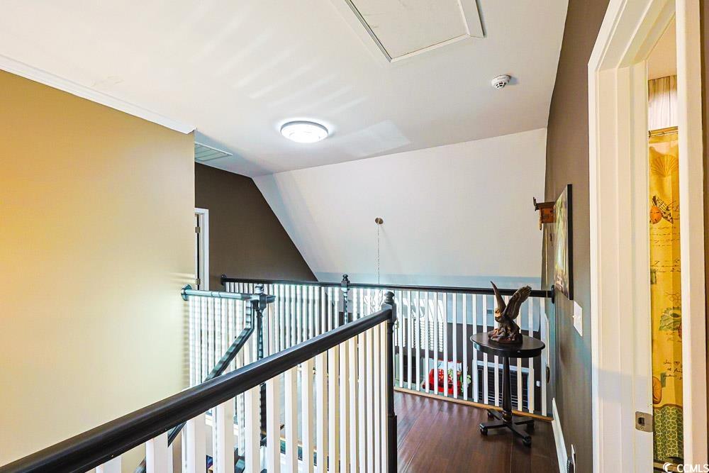 105 Rocko Drive Myrtle Beach, SC 29579 - Photo 27 of 38 Hallway featuring wood finished floors and lofted ceiling