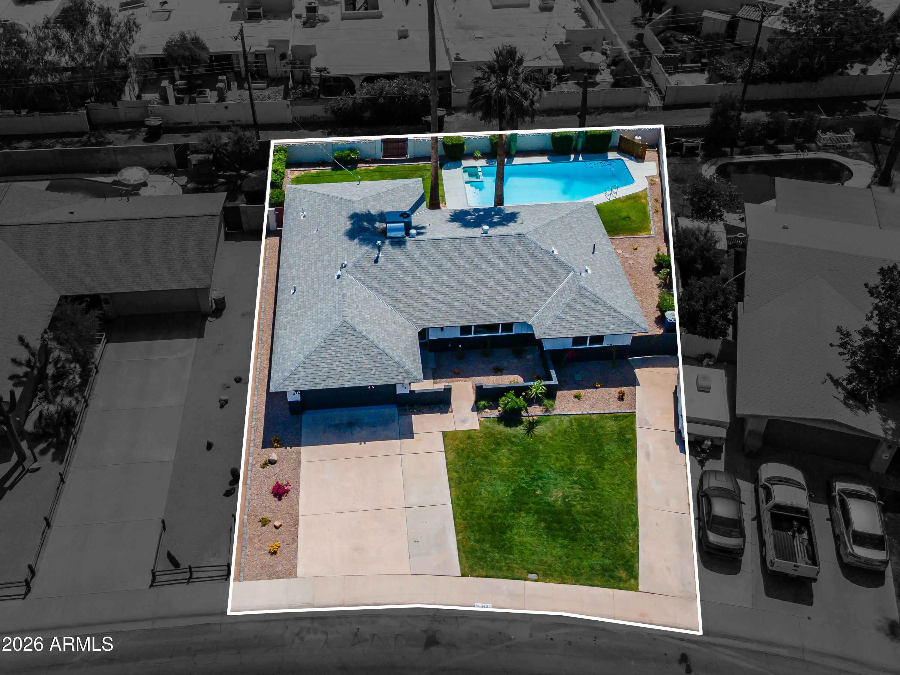 3422 South Terrace Road Tempe, AZ 85282 - Photo 39 of 43 an aerial view of a house with garden space and sitting space
