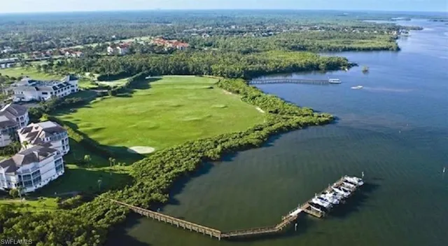 a view of a lake with a city