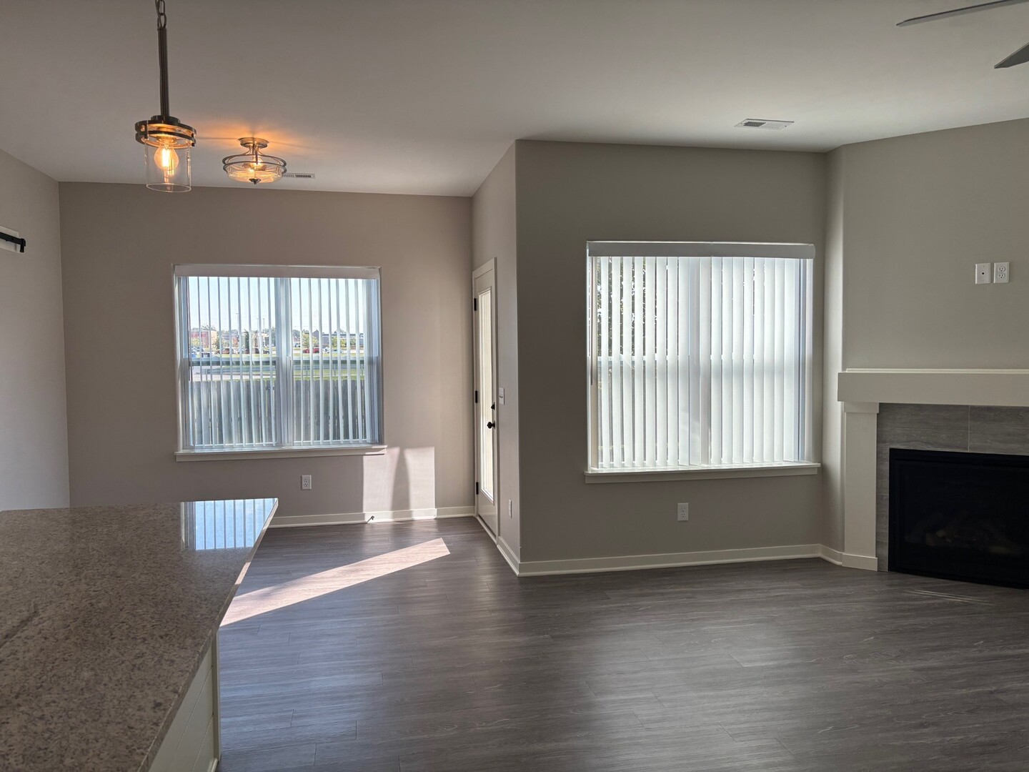 610 Anjali Court, Unit R Sycamore, IL 60178 - Photo 8 of 20 an empty room with wooden floor fireplace and windows