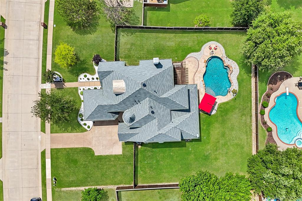an aerial view of a house