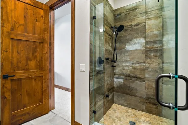 a bathroom with a shower