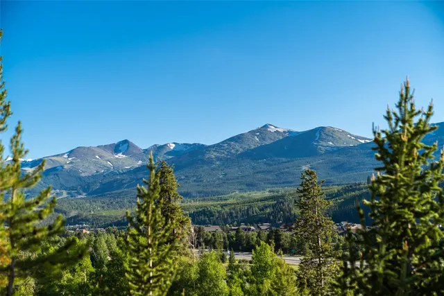 a view of a house with a mountain in the background