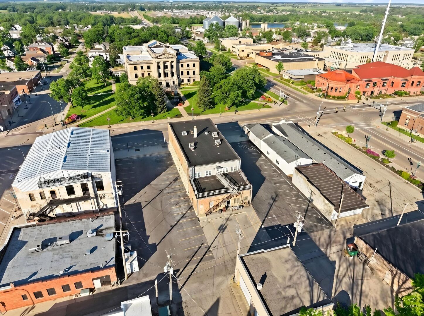 134 West State Street Sycamore, IL 60178 - Photo 2 of 43 an aerial view of a residential apartment building with a parking space