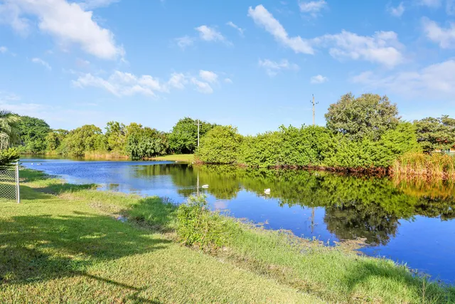 a view of a lake with outdoor space